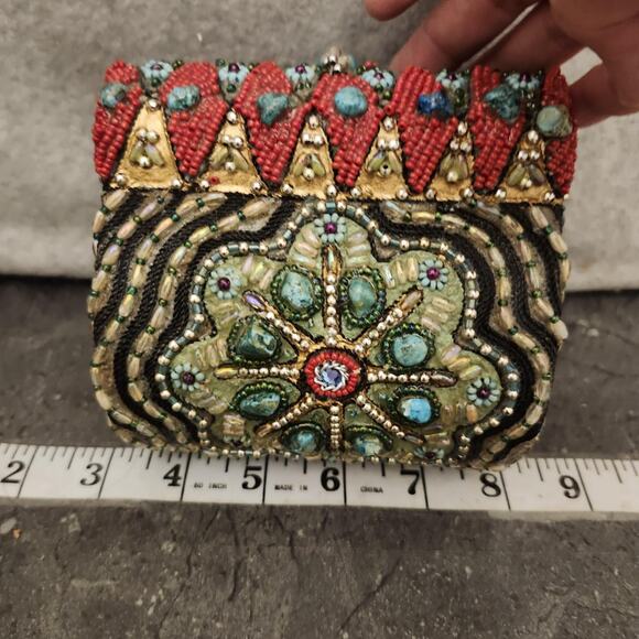 Mary Frances Beaded Small Shoulder Bag Flower Embellished‎ Clutch Chain Bag - Picture 14 of 16